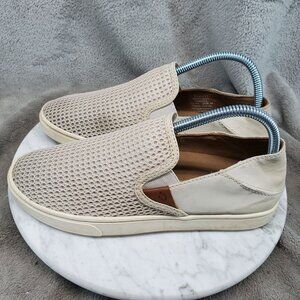 OluKai Shoes Womens Size 8 Tan Mesh Textile Pehuea Slip On Casual Sneakers